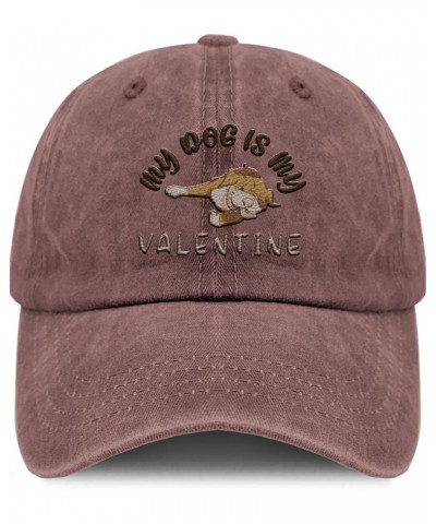 Cowboy Embroidery Ball hat for Female Dog Valentine Adjustable Low-Key Cowboy Embroidered Ball hat Wine Red $14.56 Cowboy Hats