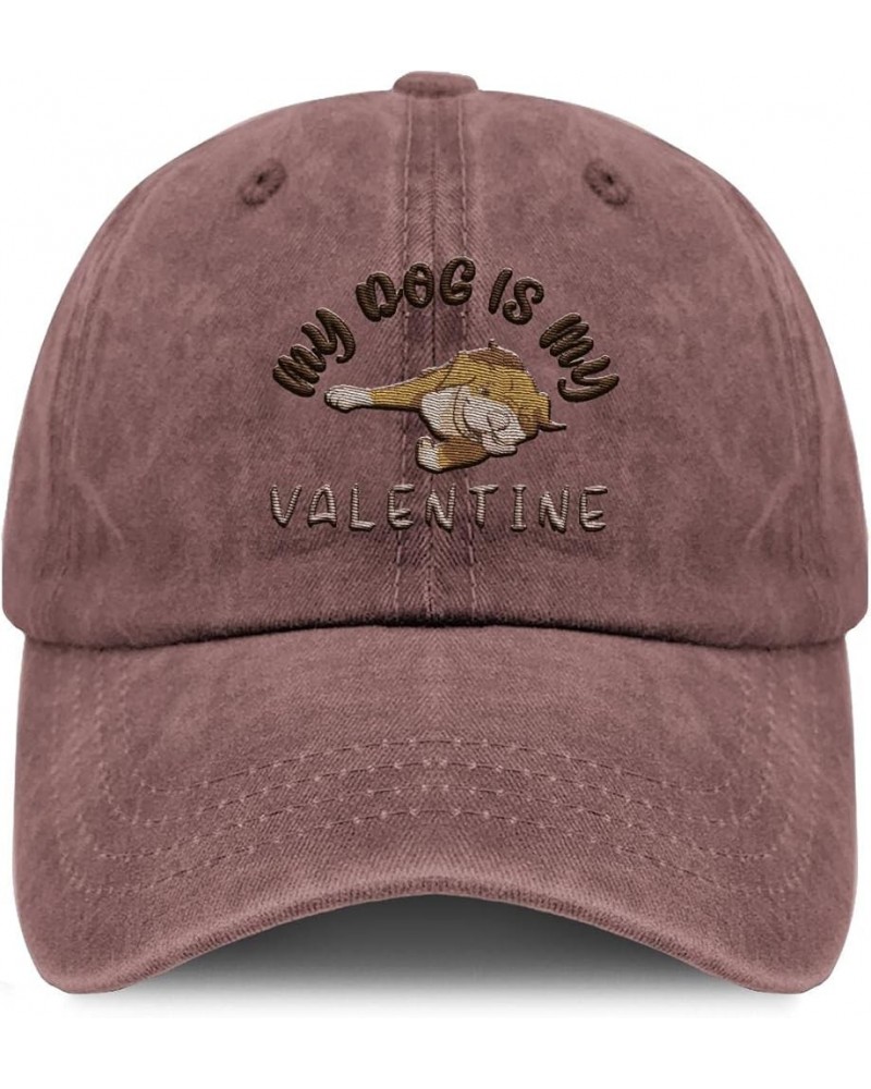 Cowboy Embroidery Ball hat for Female Dog Valentine Adjustable Low-Key Cowboy Embroidered Ball hat Wine Red $14.56 Cowboy Hats