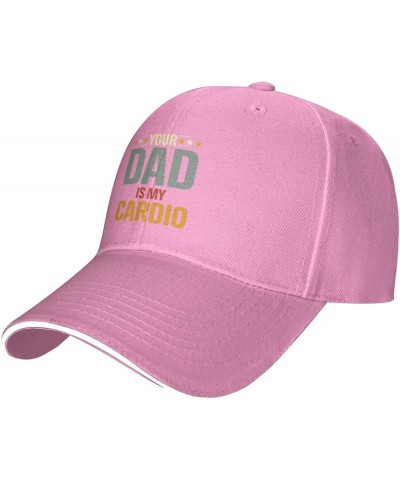 Hat Your Dad is My Cardio Baseball Cap Men Gifts Trucker Hat Women Sun Hat Dad Cap Fishing hat Black Pink $10.75 Baseball Caps