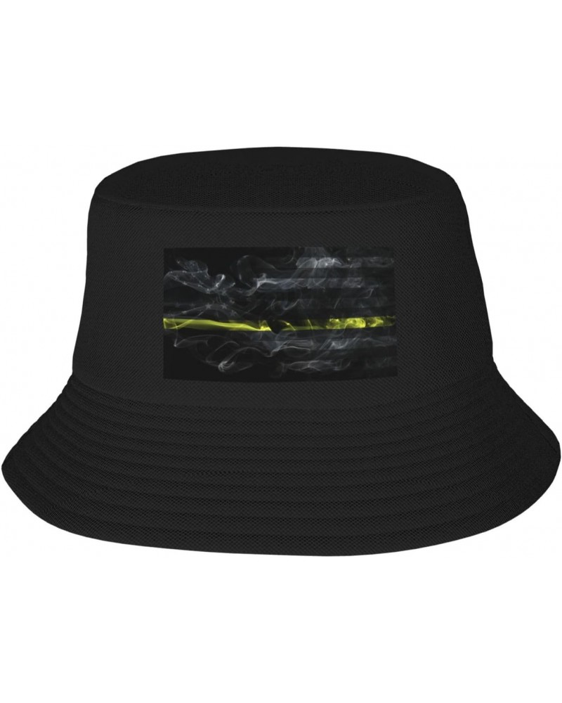 Smoke Style United States Thin Yellow Line Flag Bucket Hat for Women Men Bucket Hats Summer Sun Hats Beach Travel Fishing Gol...