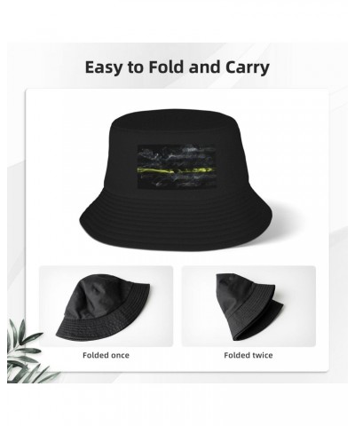 Smoke Style United States Thin Yellow Line Flag Bucket Hat for Women Men Bucket Hats Summer Sun Hats Beach Travel Fishing Gol...