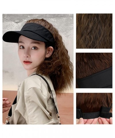 Ladies Breathable Caps with Hair Extension Synthetic Hair Wig Baseball Hat with Hair Attached Kinky Curly Adjustable B $10.14...