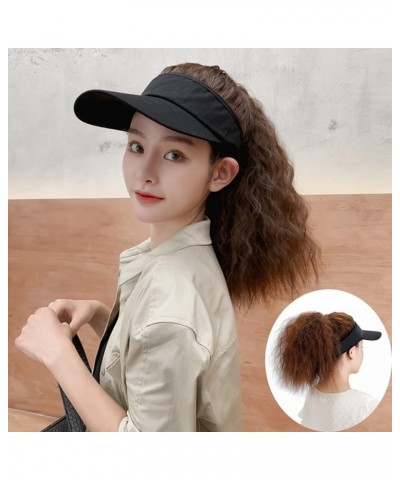 Ladies Breathable Caps with Hair Extension Synthetic Hair Wig Baseball Hat with Hair Attached Kinky Curly Adjustable B $10.14...