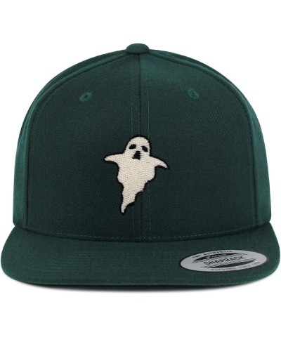 Ghost Embroidered Yupoong Flat Bill 6 Panel Snapback Hat Halloween Green $13.49 Baseball Caps