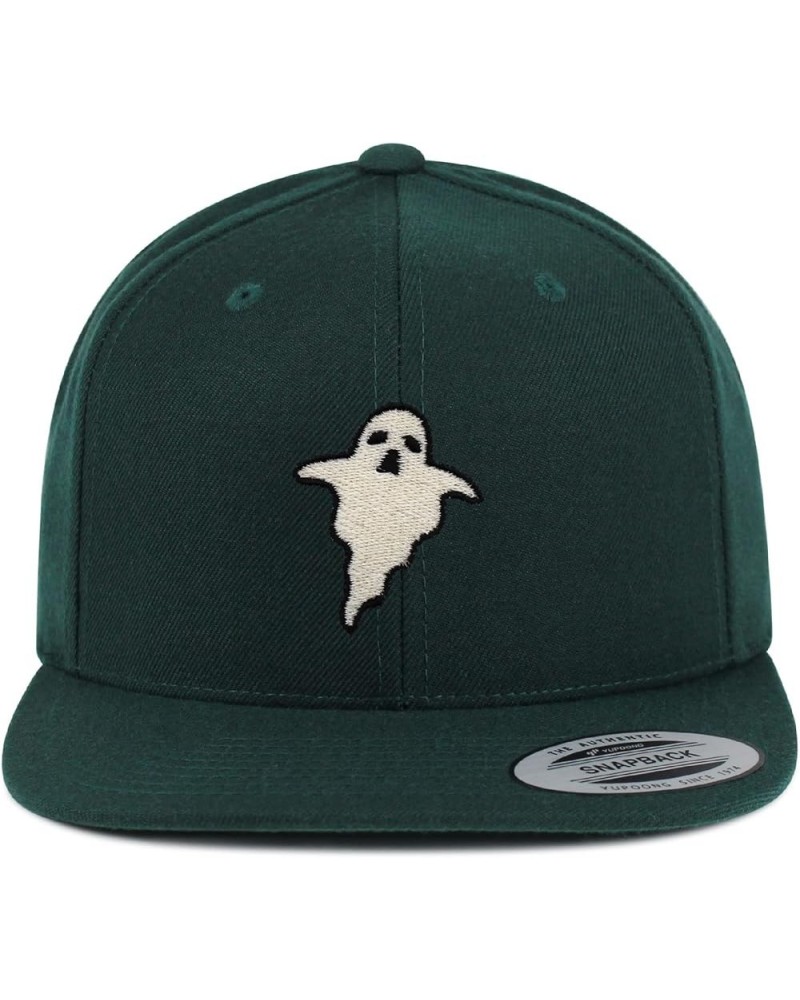 Ghost Embroidered Yupoong Flat Bill 6 Panel Snapback Hat Halloween Green $13.49 Baseball Caps