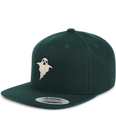 Ghost Embroidered Yupoong Flat Bill 6 Panel Snapback Hat Halloween Green $13.49 Baseball Caps