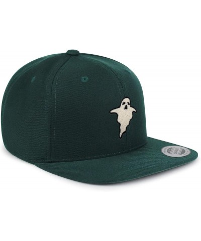 Ghost Embroidered Yupoong Flat Bill 6 Panel Snapback Hat Halloween Green $13.49 Baseball Caps