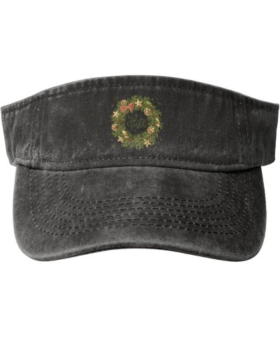 Green Garland On The Christmas Tree Sun Visor Hats for Women Men Adjustable Sports Sun Hats Cotton Golf Cap Black $9.95 Visors