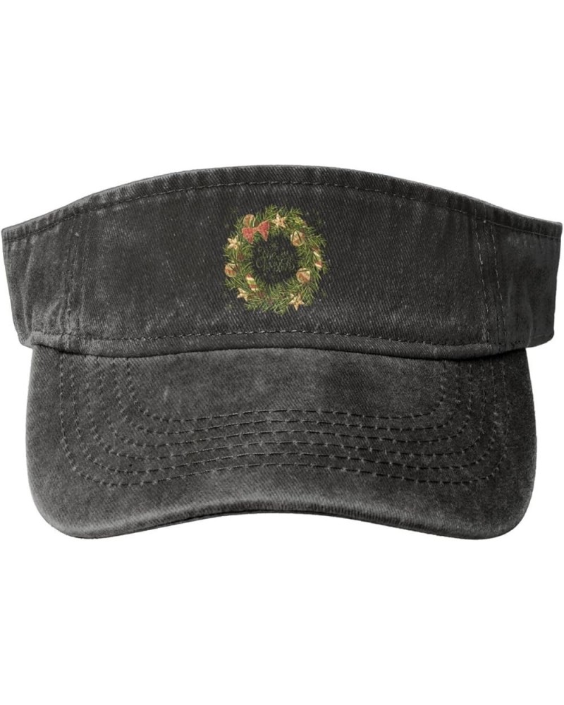 Green Garland On The Christmas Tree Sun Visor Hats for Women Men Adjustable Sports Sun Hats Cotton Golf Cap Black $9.95 Visors