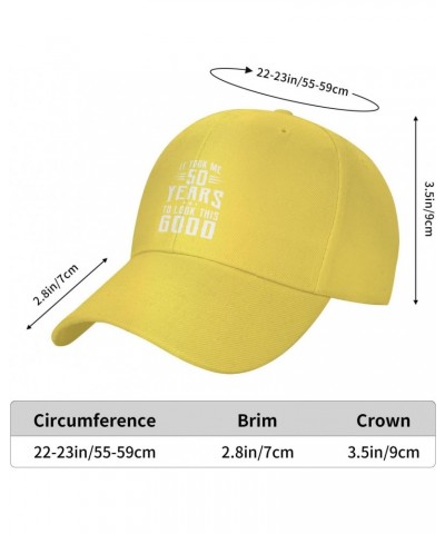 50th Birthday Gift - It Took Me 50 Years to Look This Good Baseball Hats for Men Adjustable Dad Hat,Yellow $10.80 Baseball Caps