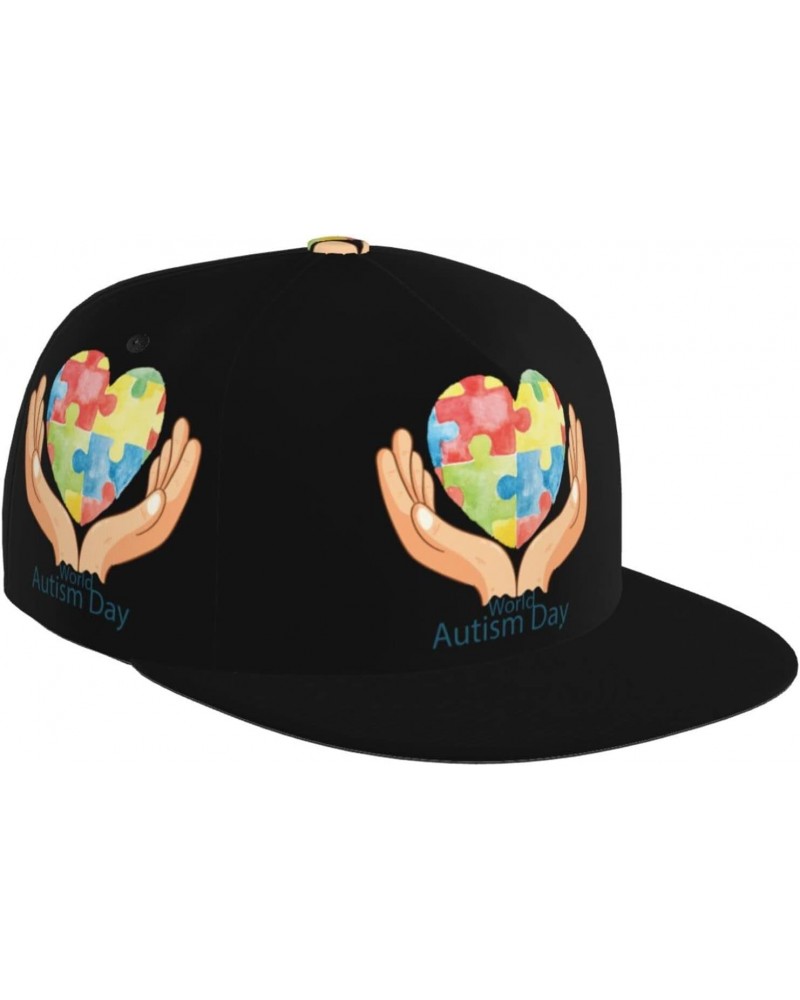 World Autism Day Flat Bill Brim Baseball Cap Cool Hip Hop Trucker Hat Men Women Adjustable Baseball Caps Black $11.84 Basebal...