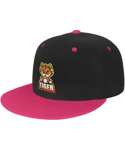 Handsome Tiger Baseball Cap for Men Women Snapback Hat Adjustable Flat Bill Hats Pink $11.87 Baseball Caps