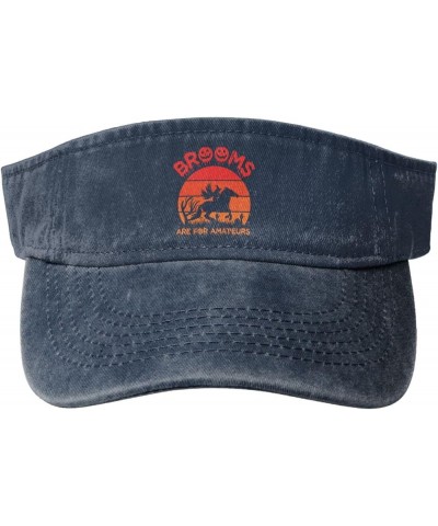 Brooms are for Amateurs Sun Visor Hats for Women Men Sun Hat Cotton Golf Hat Vintage Baseball Cap Navy Blue $12.81 Visors