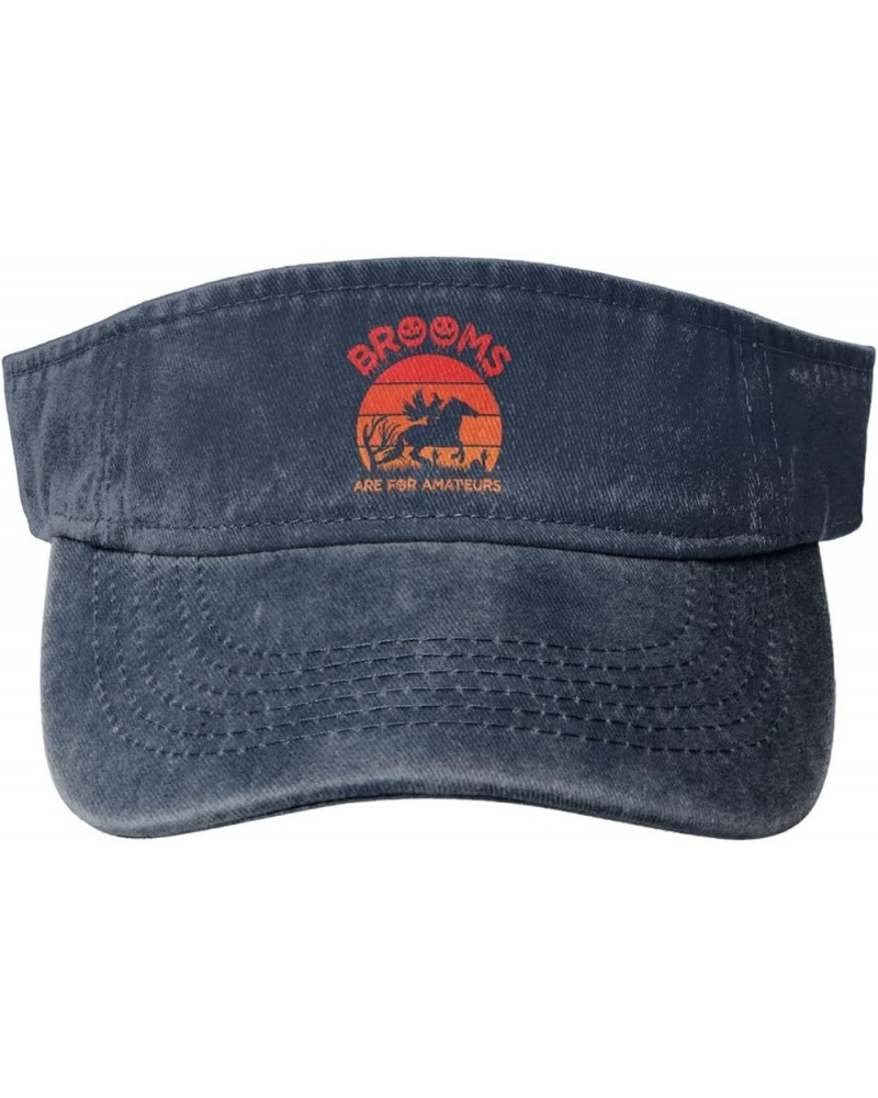 Brooms are for Amateurs Sun Visor Hats for Women Men Sun Hat Cotton Golf Hat Vintage Baseball Cap Navy Blue $12.81 Visors