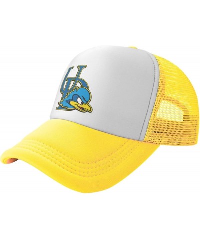 University of Delaware Logo Trucker Hats for Both Men and Women - Mesh Baseball Snapback Hats Yellow $13.05 Baseball Caps