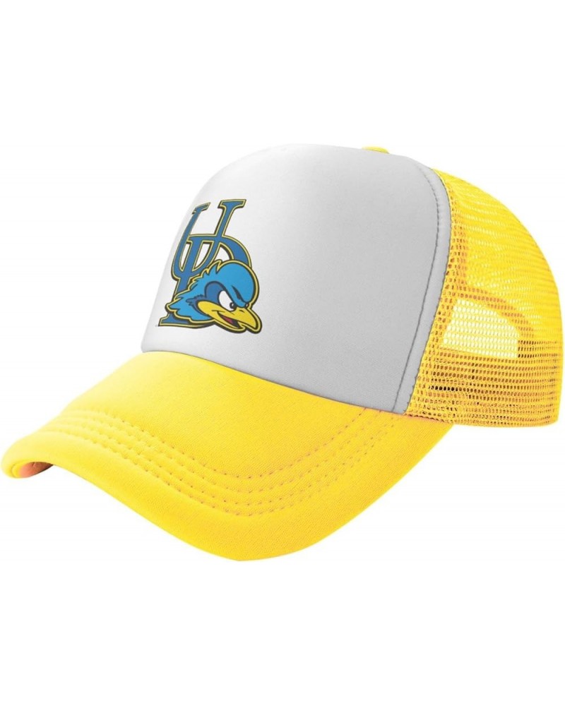 University of Delaware Logo Trucker Hats for Both Men and Women - Mesh Baseball Snapback Hats Yellow $13.05 Baseball Caps