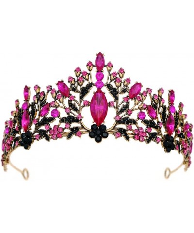 Wedding Party Bridal Headband Crown Vintage Baroque Hair Jewelry Crystal Tiara Crown For Women rose gold black $16.67 Headbands