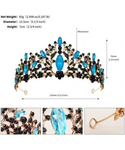 Wedding Party Bridal Headband Crown Vintage Baroque Hair Jewelry Crystal Tiara Crown For Women rose gold black $16.67 Headbands