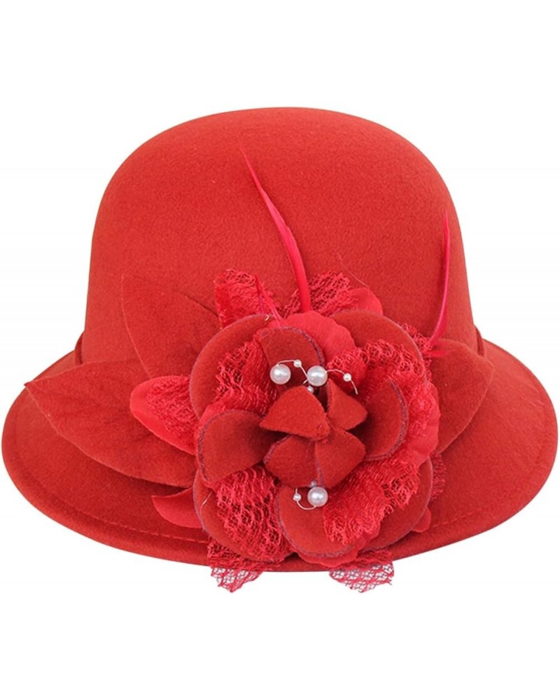 Ladies Casual Caps Women Autumn and Winter Flowers Round Top Casual Fisherman's Basin Cap Small Bowler Hats F $9.54 Sun Hats