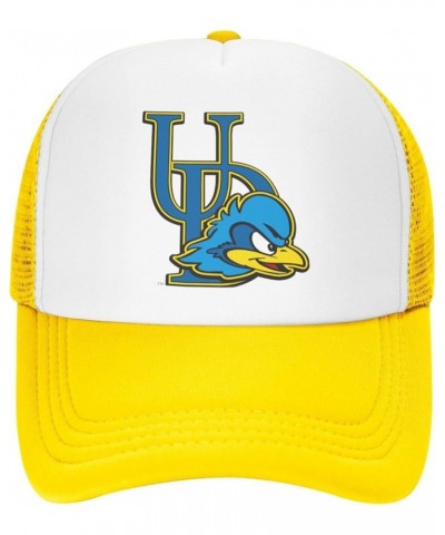 University of Delaware Logo Trucker Hats for Both Men and Women - Mesh Baseball Snapback Hats Yellow $13.05 Baseball Caps