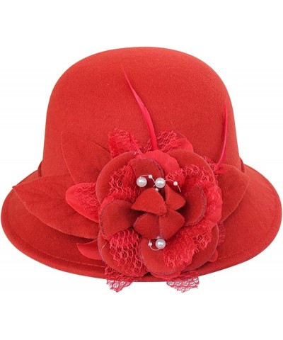 Ladies Casual Caps Women Autumn and Winter Flowers Round Top Casual Fisherman's Basin Cap Small Bowler Hats F $9.54 Sun Hats