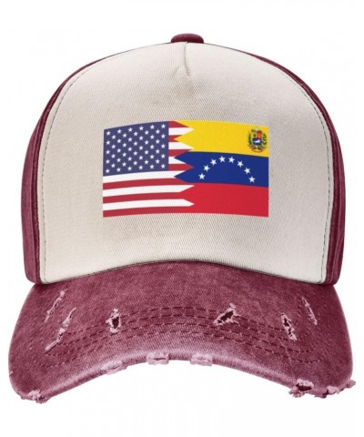 America Venezuela Friendship Flag Upgrade Your Style with Funny Adjustable Cotton Baseball Caps for Men and Women Dark Red $1...