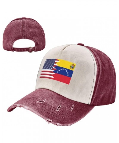 America Venezuela Friendship Flag Upgrade Your Style with Funny Adjustable Cotton Baseball Caps for Men and Women Dark Red $1...