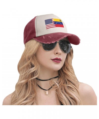 America Venezuela Friendship Flag Upgrade Your Style with Funny Adjustable Cotton Baseball Caps for Men and Women Dark Red $1...