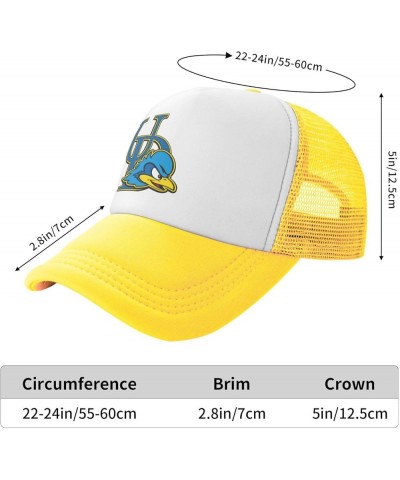 University of Delaware Logo Trucker Hats for Both Men and Women - Mesh Baseball Snapback Hats Yellow $13.05 Baseball Caps