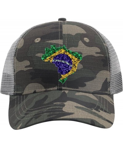 Flag Map Mesh Brazil Baseball Hat Funny Golf Hat for Men Gifts for Her Workout Camo3 $13.26 Baseball Caps