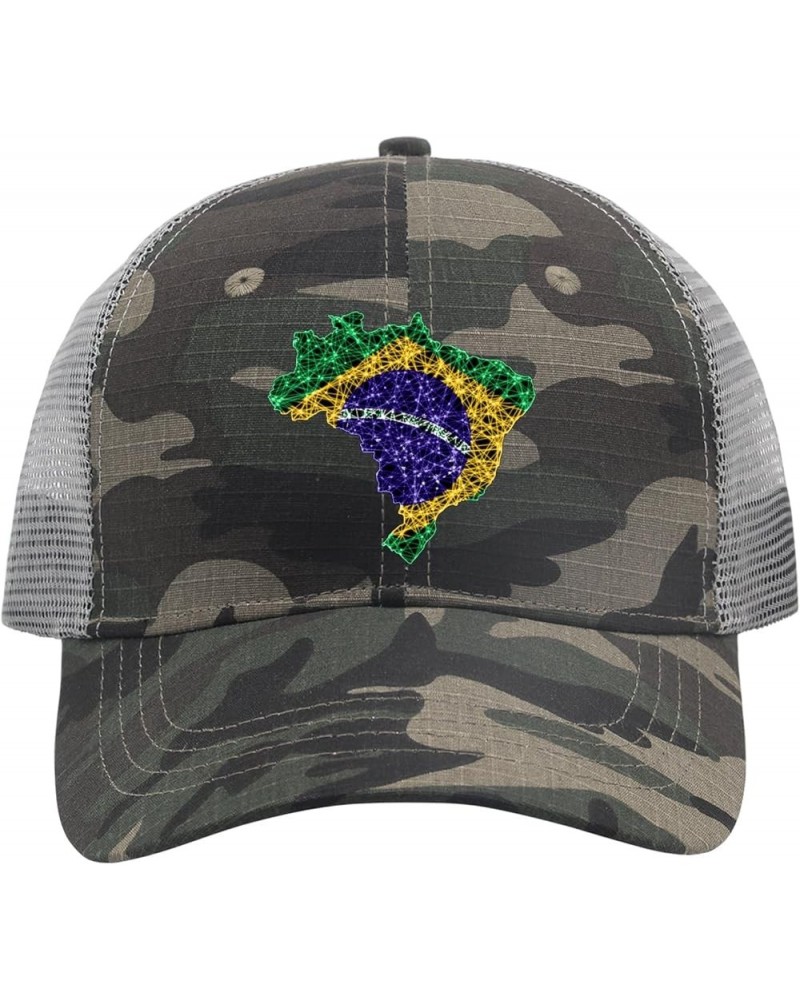 Flag Map Mesh Brazil Baseball Hat Funny Golf Hat for Men Gifts for Her Workout Camo3 $13.26 Baseball Caps