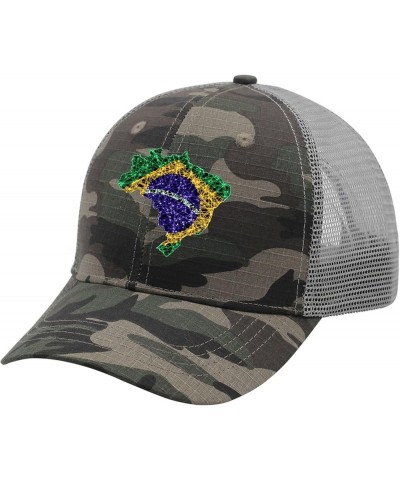 Flag Map Mesh Brazil Baseball Hat Funny Golf Hat for Men Gifts for Her Workout Camo3 $13.26 Baseball Caps