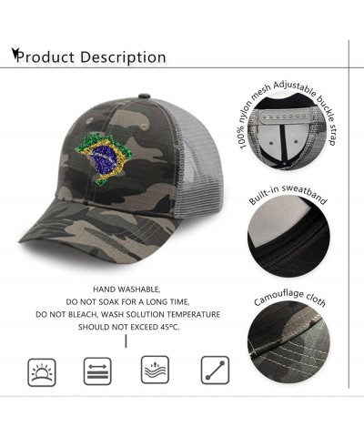 Flag Map Mesh Brazil Baseball Hat Funny Golf Hat for Men Gifts for Her Workout Camo3 $13.26 Baseball Caps