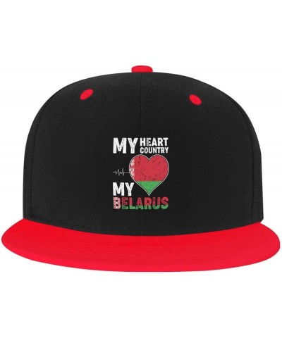 My Heart My Country My Belarus Baseball Cap for Men Women Snapback Hat Adjustable Flat Bill Hats Red $9.89 Baseball Caps