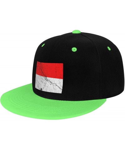 Flag of Indonesia Texture Effect Snapback Hat for Men Women Baseball Cap Trucker Flat Bill Hats Dad Caps Green $14.06 Basebal...