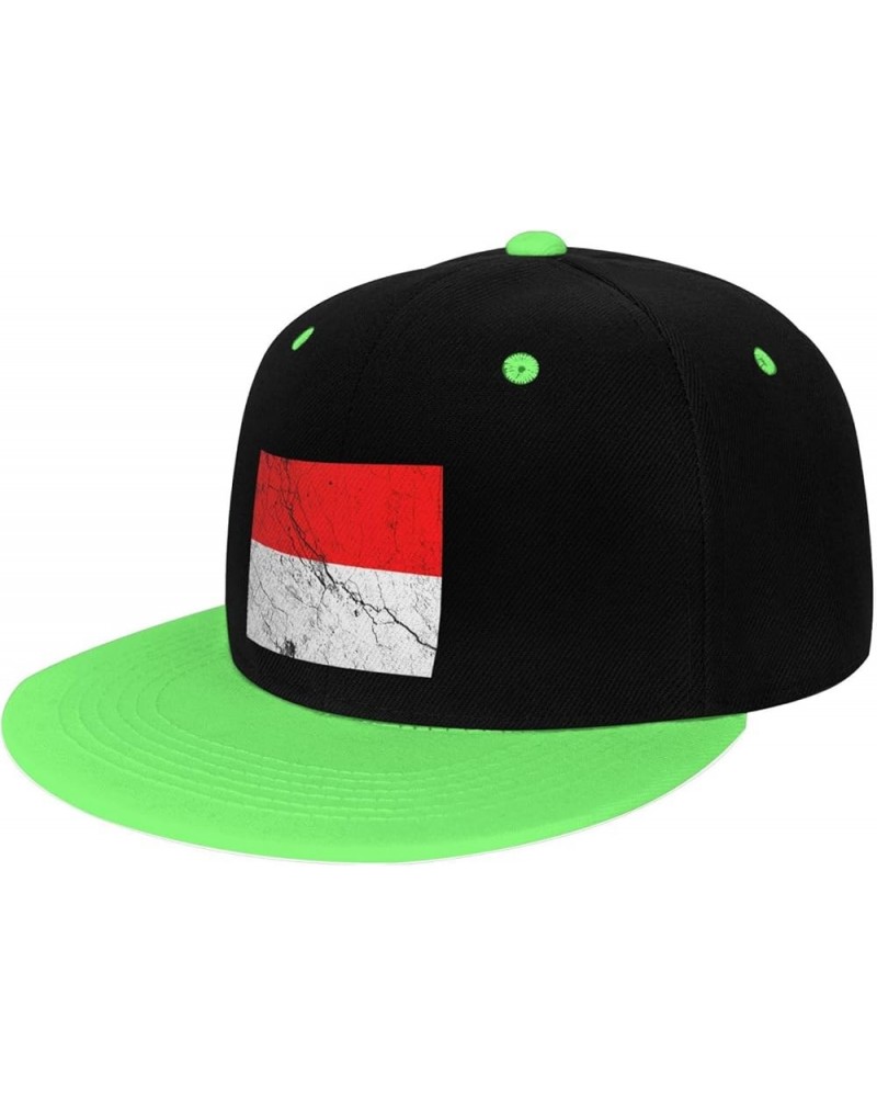 Flag of Indonesia Texture Effect Snapback Hat for Men Women Baseball Cap Trucker Flat Bill Hats Dad Caps Green $14.06 Basebal...