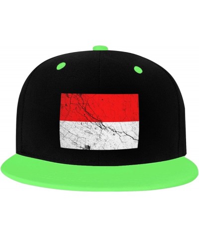 Flag of Indonesia Texture Effect Snapback Hat for Men Women Baseball Cap Trucker Flat Bill Hats Dad Caps Green $14.06 Basebal...