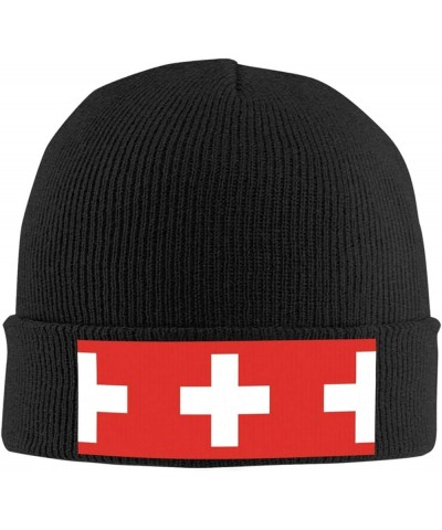 Swiss Flag Soft and Warm Knit Hat for Men and Women - Black Beanie for Outdoor Activities and Stylish Accessory Black $12.29 ...