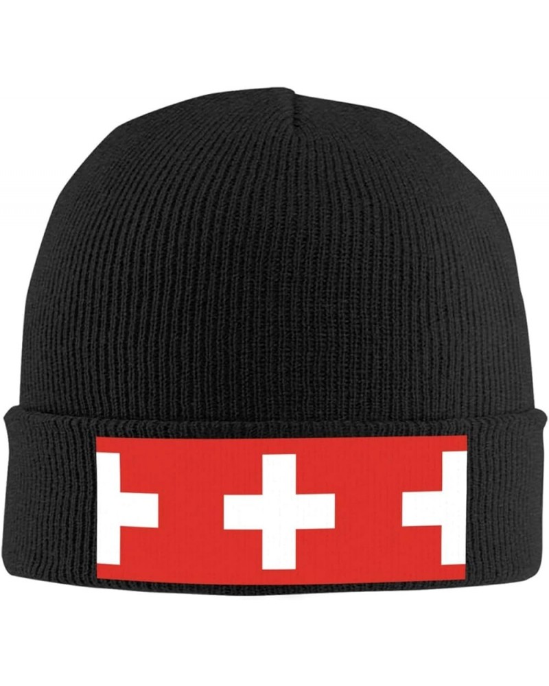 Swiss Flag Soft and Warm Knit Hat for Men and Women - Black Beanie for Outdoor Activities and Stylish Accessory Black $12.29 ...