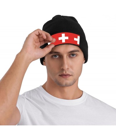 Swiss Flag Soft and Warm Knit Hat for Men and Women - Black Beanie for Outdoor Activities and Stylish Accessory Black $12.29 ...