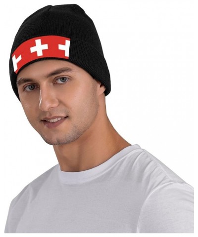 Swiss Flag Soft and Warm Knit Hat for Men and Women - Black Beanie for Outdoor Activities and Stylish Accessory Black $12.29 ...