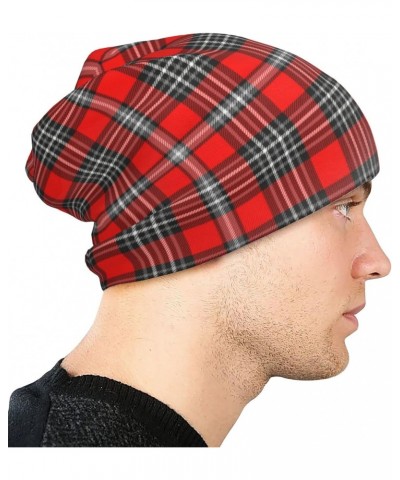 Beanie Hat for Men Women Plaid Check Unisex Soft Chunky Winter Hat Cuffed Plain Skull Knit Warm Ski Cap Multicoloured $8.70 S...