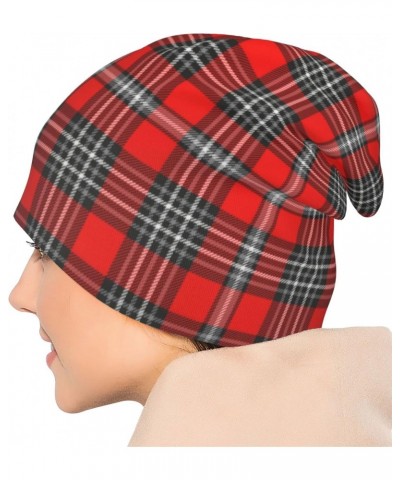 Beanie Hat for Men Women Plaid Check Unisex Soft Chunky Winter Hat Cuffed Plain Skull Knit Warm Ski Cap Multicoloured $8.70 S...