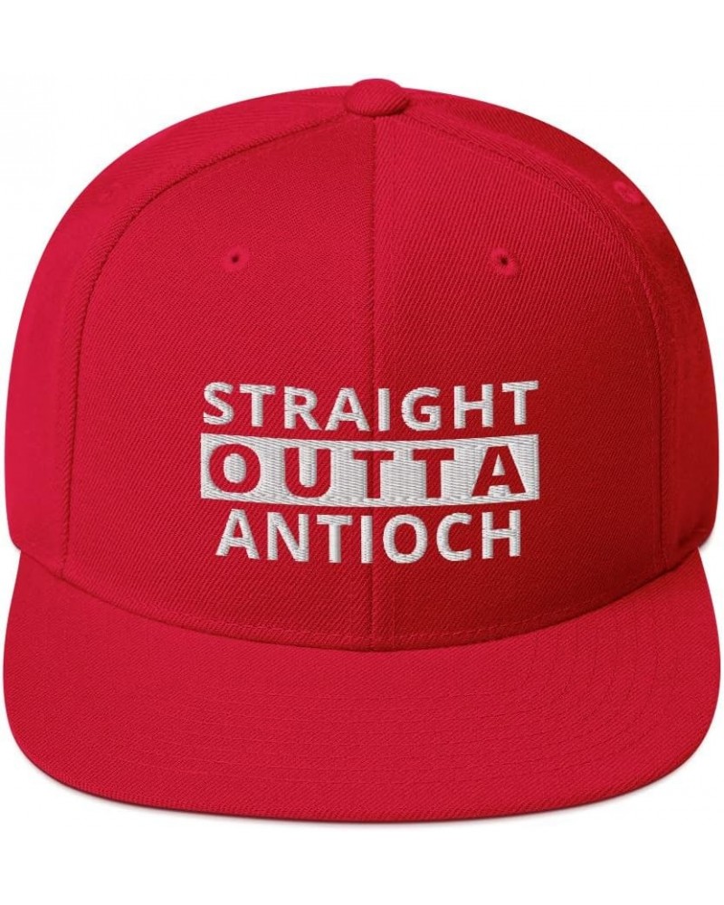 Straight Outta Antioch Snapback Hat California Red $23.36 Baseball Caps