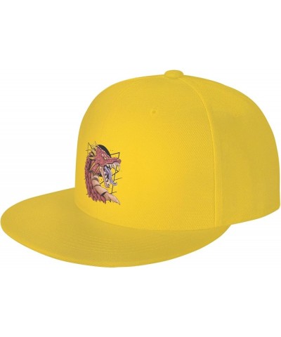 The Angry Dragon Baseball Cap for Men Women Snapback Hat Trucker Flat Bill Caps Sun Hat Yellow $12.48 Baseball Caps