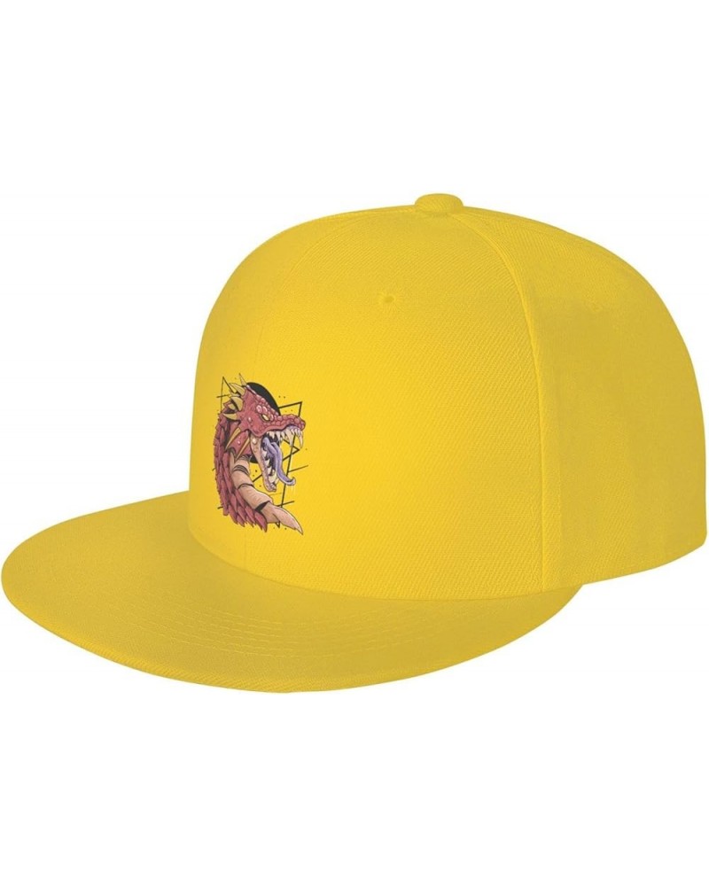 The Angry Dragon Baseball Cap for Men Women Snapback Hat Trucker Flat Bill Caps Sun Hat Yellow $12.48 Baseball Caps