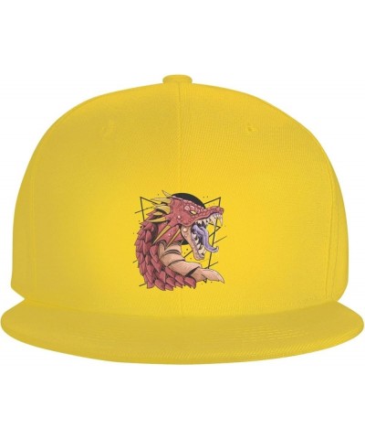 The Angry Dragon Baseball Cap for Men Women Snapback Hat Trucker Flat Bill Caps Sun Hat Yellow $12.48 Baseball Caps