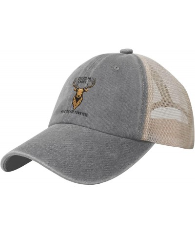 Hunting Funny Deer Cowboy Trucker Hat Adjustable Athletic Vintage Washed Distressed Mesh Baseball Cap Dad Hat,Black Gray $9.0...