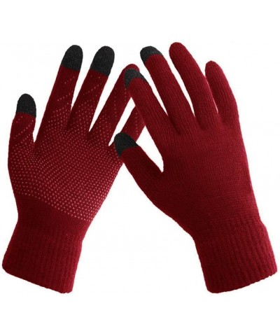 Winter Slouchy Beanie Gloves for Women Knit Hats Skull Caps Touch Screen Mittens Hat+gloves (Burgundy) $10.44 Skullies & Beanies