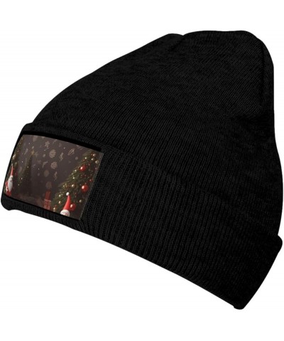 Unisex Beanie for Men and Women Christmas Decorate Knit Hat Winter Beanies Soft Warm Ski Hats Black $12.52 Skullies & Beanies